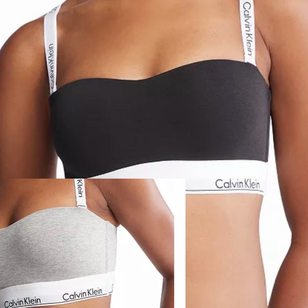 Calvin Klein Black and Gray Bandeau Bra